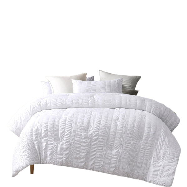 Accessorize Seersucker Polyester Bedspread Comforter Coverlet White Queen