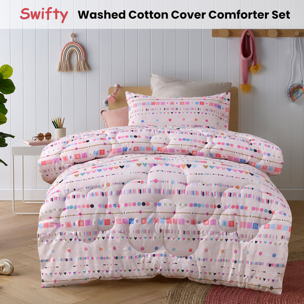 Happy Kids 2 Pce Swifty Geometric Cotton Bedspread Comforter Quilt Single
