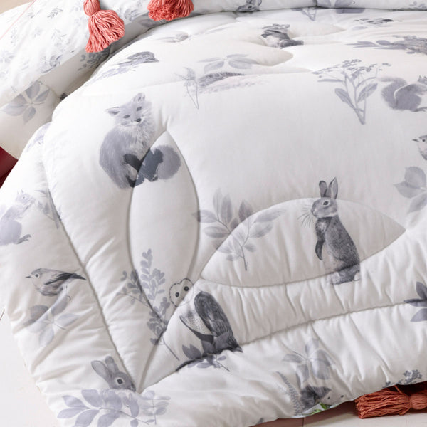 Happy Kids Woodland Animals Bedspread Comforter Coverlet Green Single