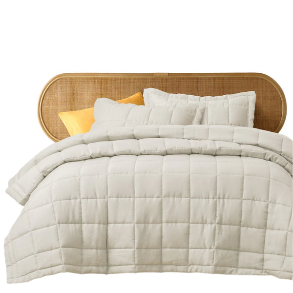 Vintage Design Homewares Linen Bedspread Comoforter Coverlet Natural King