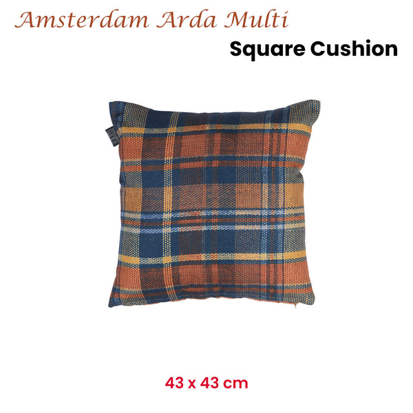 KAAT Amsterdam Arda Checked Tartan Chequered Square Filled Cushion 43cm