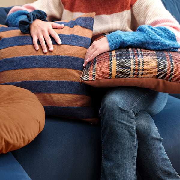 KAAT Amsterdam Arda Checked Tartan Chequered Square Filled Cushion 43cm