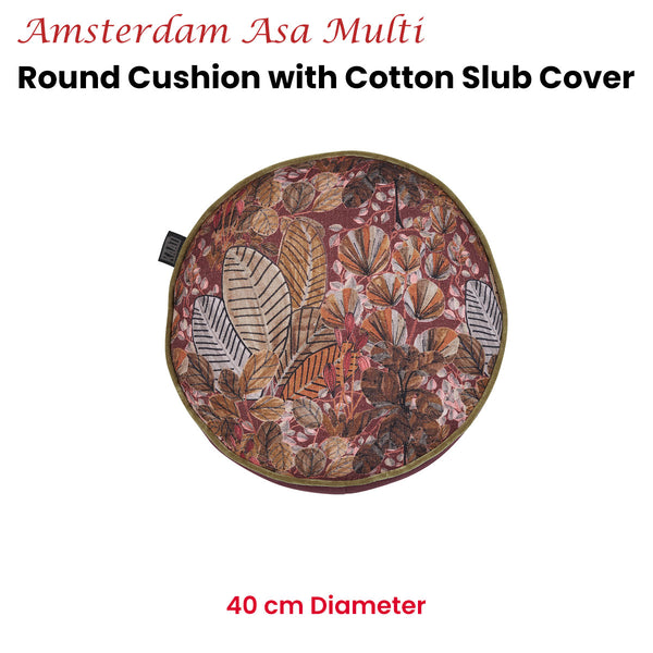 KAAT Amsterdam Asa Botanical Floral Multicoloured Round Filled Cushion 40cm