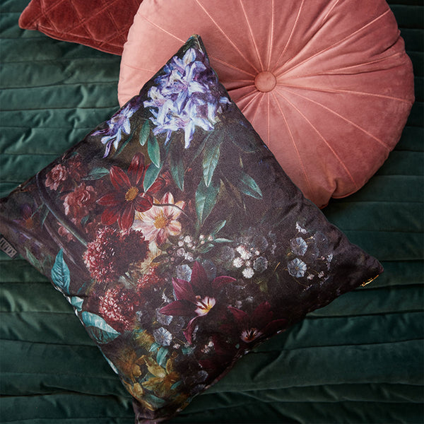 KAAT Amsterdam Hester Floral Botanical Velvet Multi Square Filled Cushion 43cm