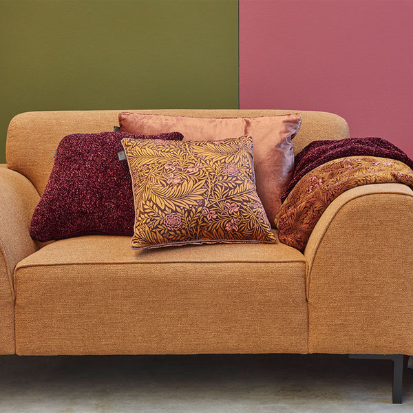 KAAT Amsterdam Jits Chenille Dark Red Square Filled Cushion 45cm