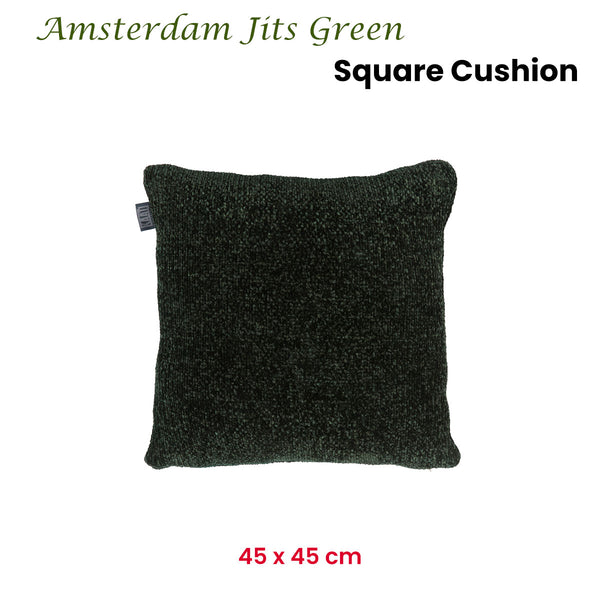 KAAT Amsterdam Jits Chenille Green Square Filled Cushion 45cm
