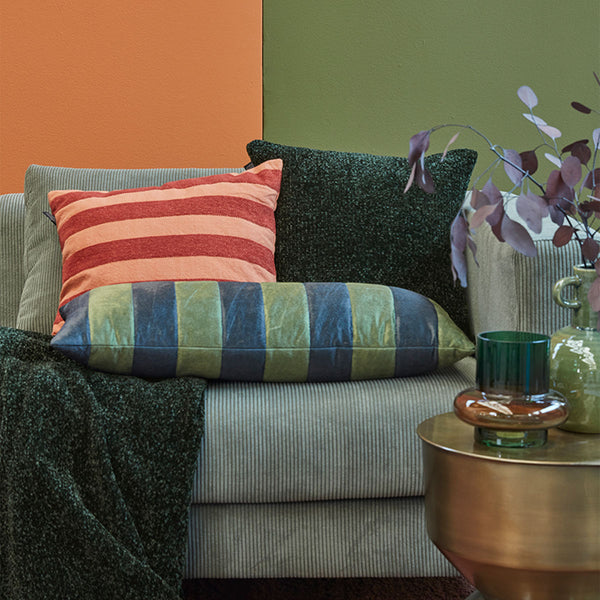 KAAT Amsterdam Jits Chenille Green Square Filled Cushion 45cm