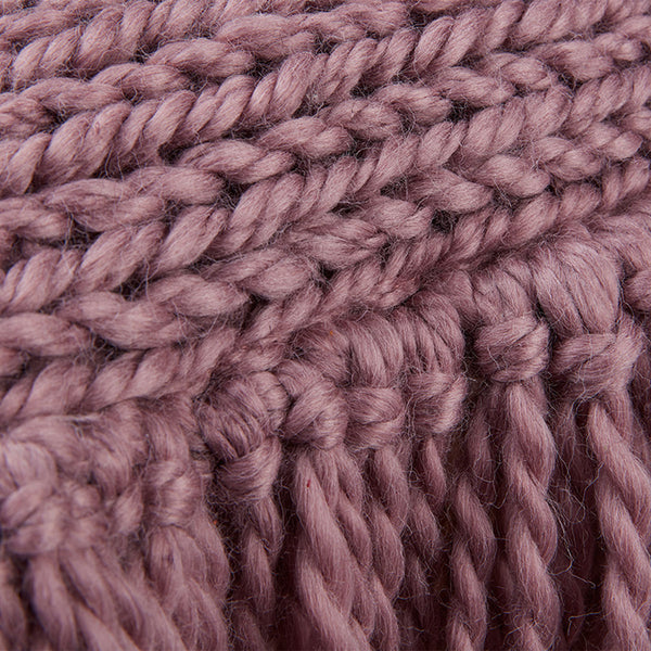 KAAT Amsterdam Jonine Knitted Fringe Lilac Square Filled Cushion 45cm