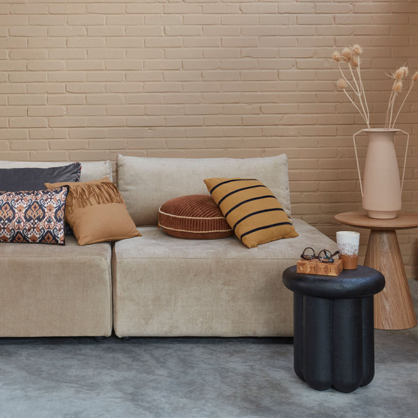 KAAT Amsterdam Myron Brown Striped Square Filled Cushion 40cm