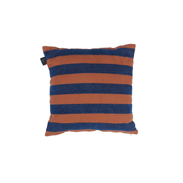 KAAT Amsterdam Nissa Striped Blue Brown Square Filled Cushion 45cm