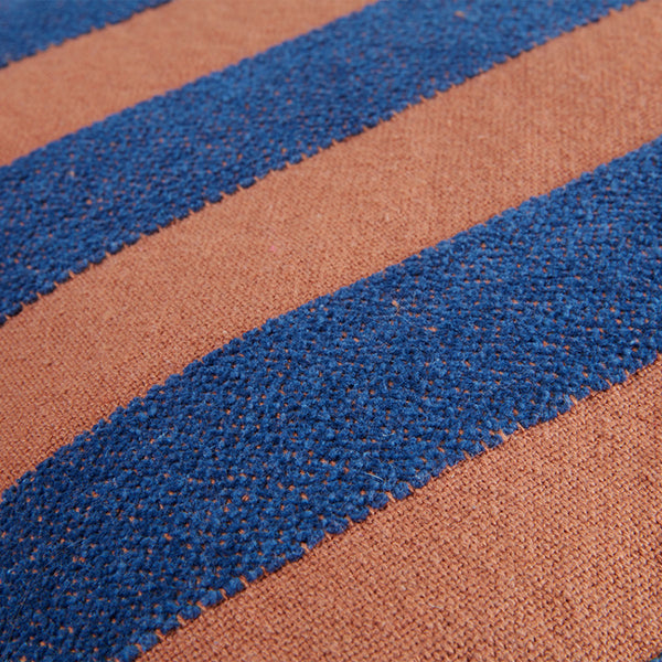 KAAT Amsterdam Nissa Striped Blue Brown Square Filled Cushion 45cm