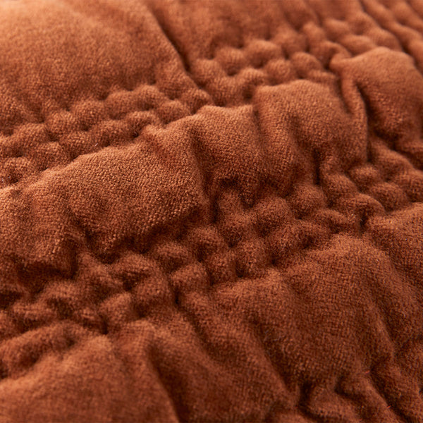 KAAT Amsterdam Quilta Velvet Quilted Terra Brown Square Filled Cushion 43cm