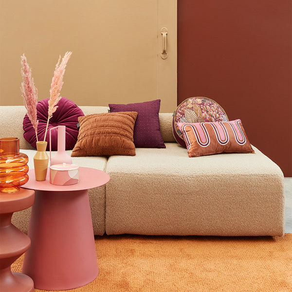 KAAT Amsterdam Quilta Velvet Quilted Terra Brown Square Filled Cushion 43cm