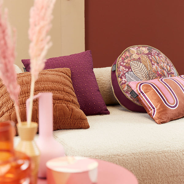 KAAT Amsterdam Quilta Velvet Quilted Terra Brown Square Filled Cushion 43cm