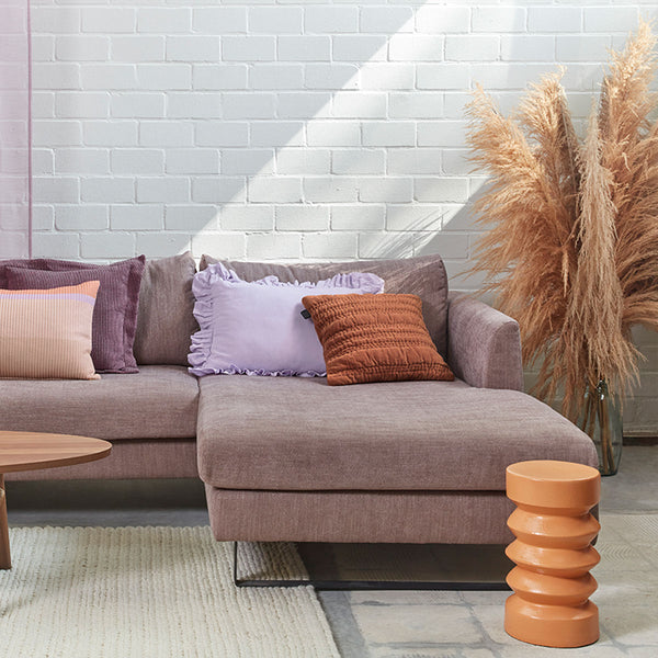 KAAT Amsterdam Quilta Velvet Quilted Terra Brown Square Filled Cushion 43cm