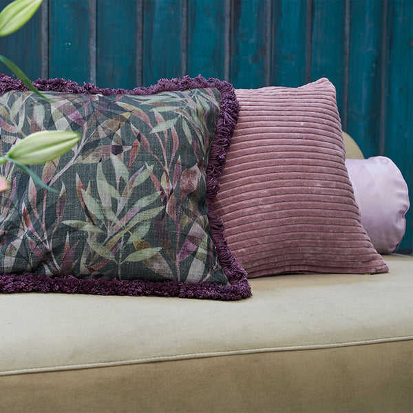 KAAT Amsterdam Ribbed Velvet Pink Square Filled Cushion 43cm