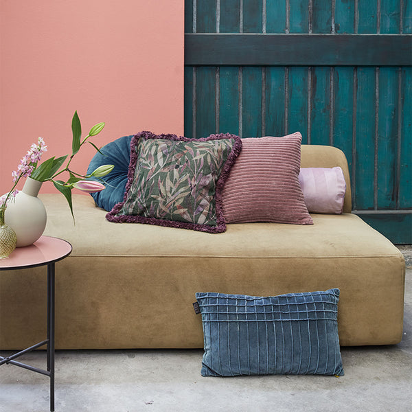 KAAT Amsterdam Ribbed Velvet Pink Square Filled Cushion 43cm