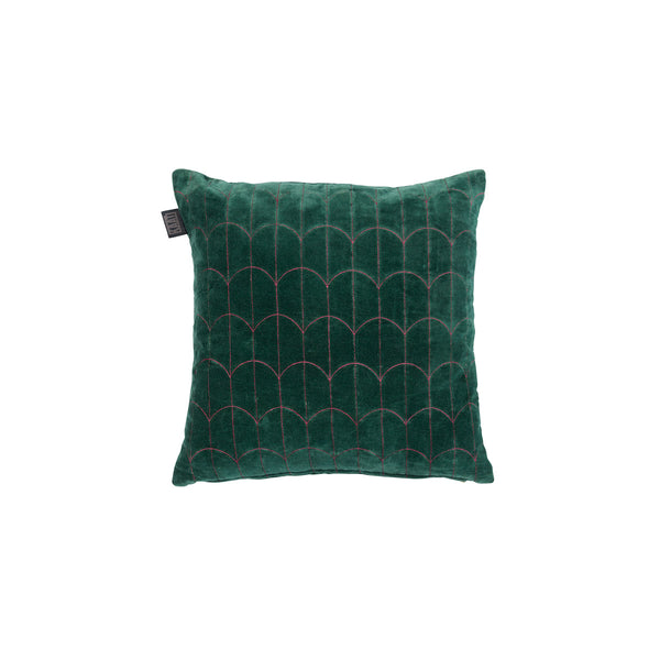KAAT Amsterdam Saga Solid Arcs Velvet Green Square Filled Cushion 43cm