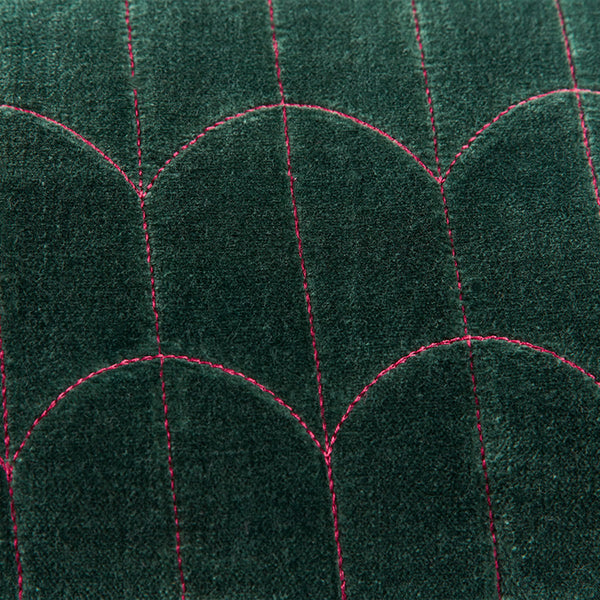 KAAT Amsterdam Saga Solid Arcs Velvet Green Square Filled Cushion 43cm