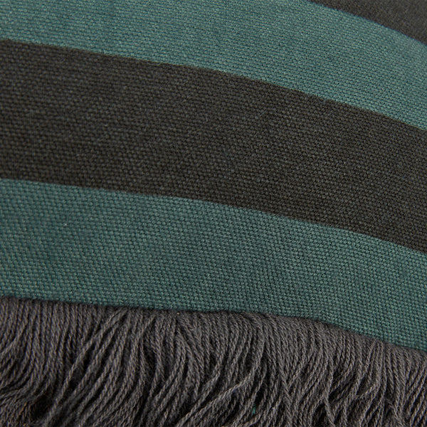 KAAT Amsterdam Viggo Green Grey Striped Fringe Square Filled Cushion 45cm