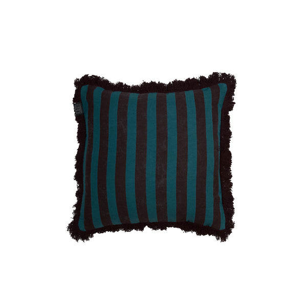 KAAT Amsterdam Viggo Red Green Striped Fringe Square Filled Cushion 45cm