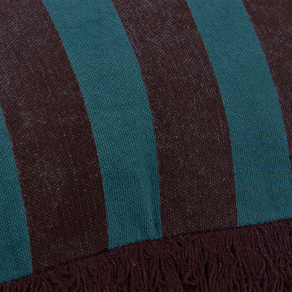 KAAT Amsterdam Viggo Red Green Striped Fringe Square Filled Cushion 45cm