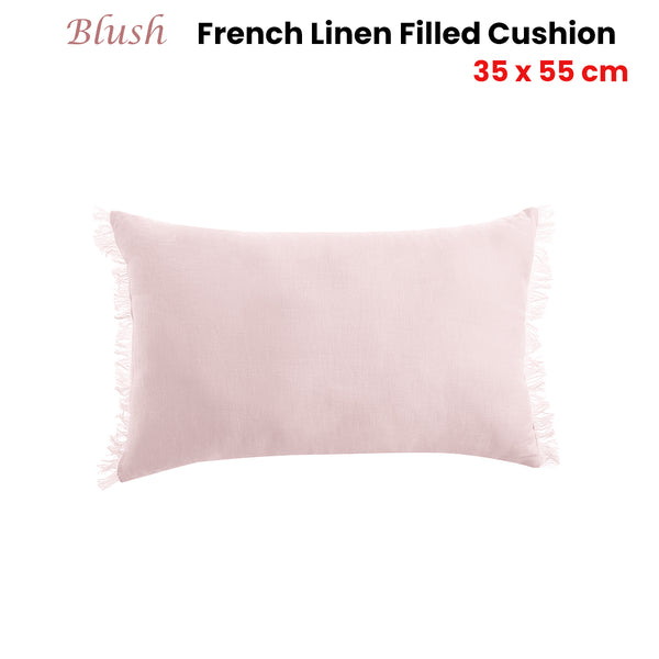 Vintage Design Homewares French Linen Filled Cushion Oblong Blush 35 x 55cm