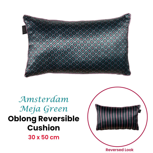 KAAT Amsterdam Meja Retro Green Reversible Oblong Filled Cushion 30cm x 50cm