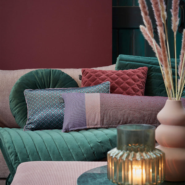 KAAT Amsterdam Meja Retro Green Reversible Oblong Filled Cushion 30cm x 50cm