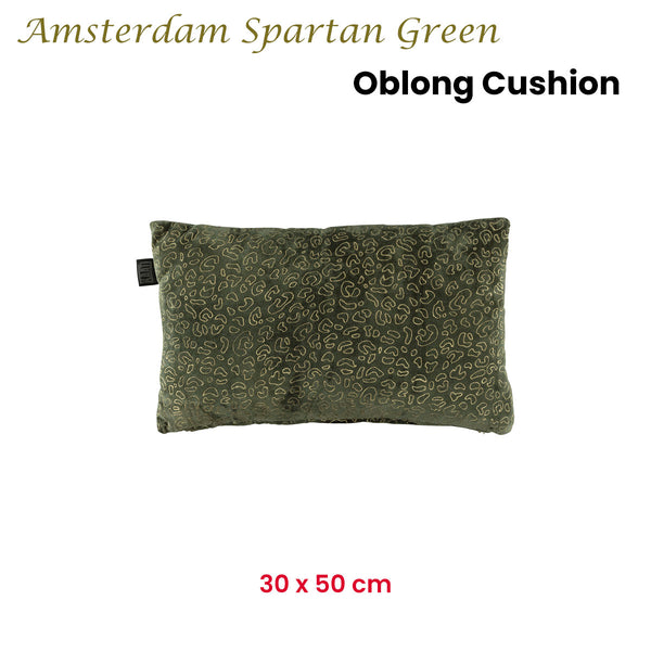 KAAT Amsterdam Spartan Leopard Print Green Oblong Filled Cushion 30cm x 50cm