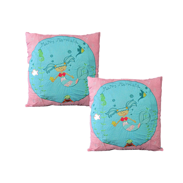 Pack of 2 Shelley Mermaid Embroidered Square Cushion Covers 43cm