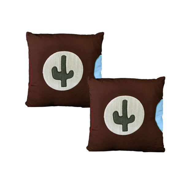 Pack of 2 Wild West Embroidered Square Cushion Covers 43cm