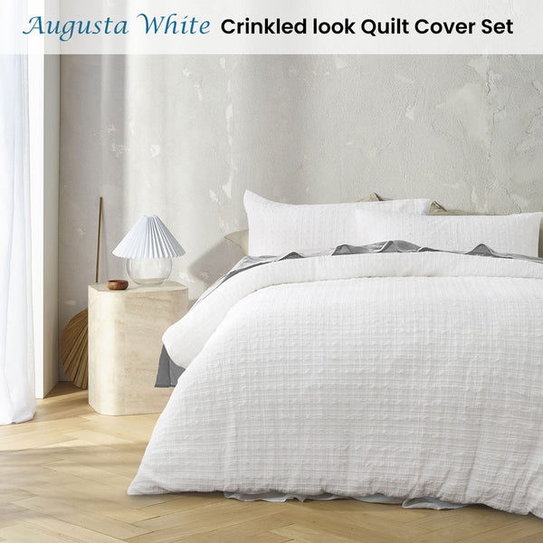 Accessorize Augusta Ruched Quilt Doona Duvet Cover White Single