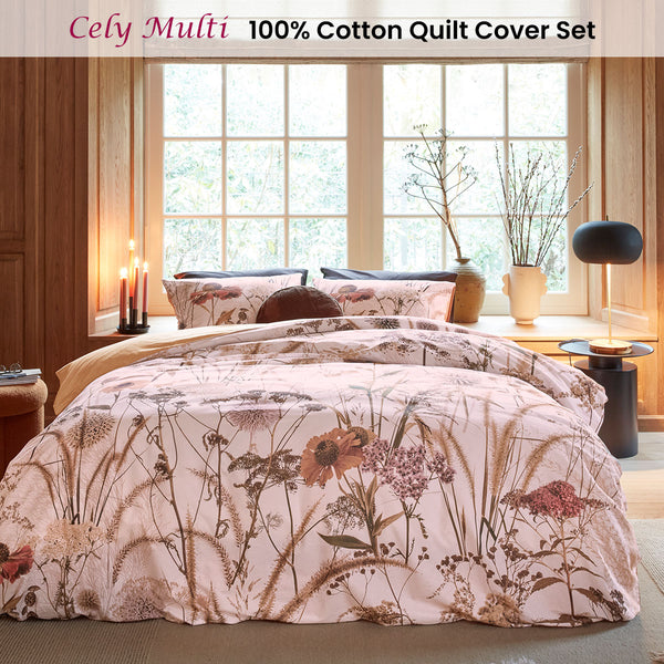 Bedding House Cely Floral Cotton Quilt Doona Duvet Cover Set Queen