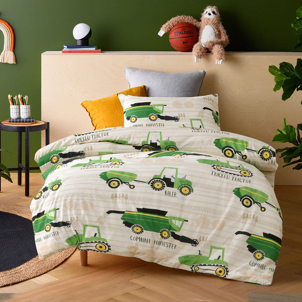 Happy Kids Country Harvest Farmyard Cotton Quilt Doona Duvet Cover Double