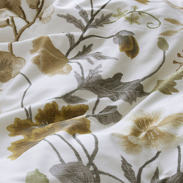 Bedding House Elizabeth Floral Cotton Sateen Quilt Doona Duvet Cover White Queen