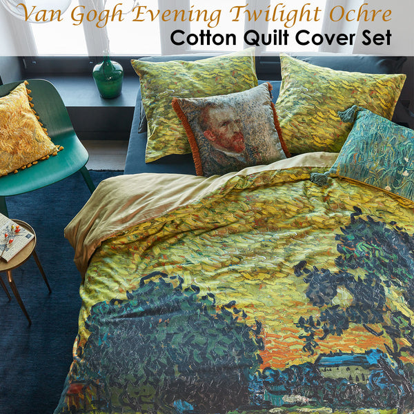 Van Gogh Evening Twilight Cotton Sateen Quilt Doona Duvet Cover Ochre King