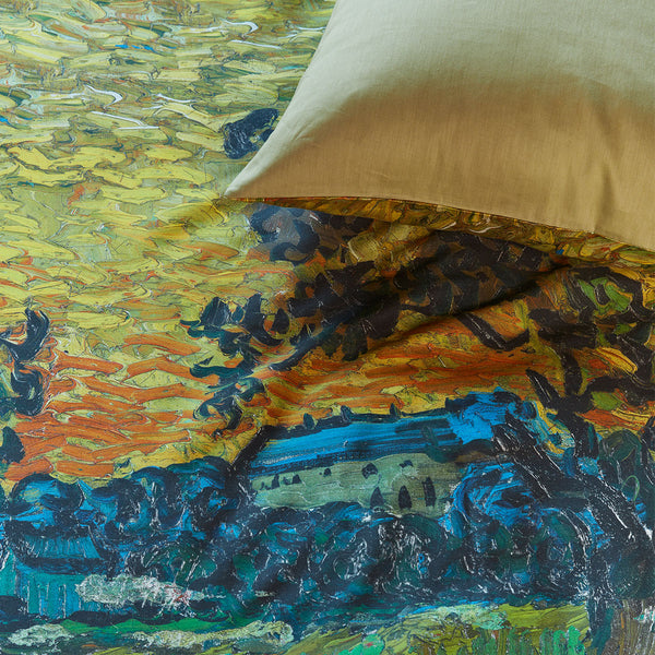 Van Gogh Evening Twilight Cotton Sateen Quilt Doona Duvet Cover Ochre Queen