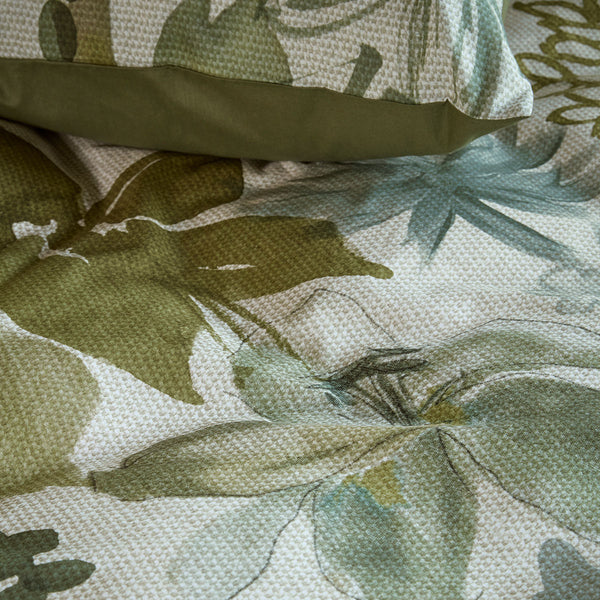 Bedding House Lilian Foral Cotton Percale Quilt Doona Duvet Cover Green King