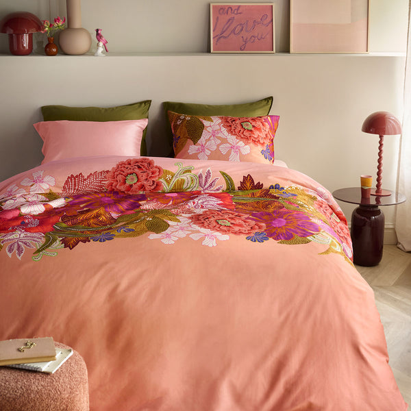 Oilily Livia Floral Cotton Satin Quilt Doona Duvet Cover Pink Queen