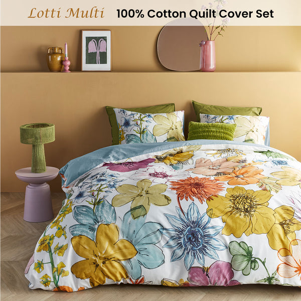 Bedding House Lotti Floral Cotton Quilt Doona Duvet Cover Set Queen