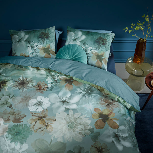 Bedding House Lou Floral Cotton Quilt Doona Duvet Cover Blue Green King