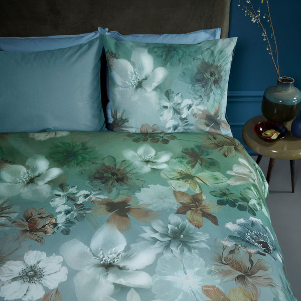 Bedding House Lou Floral Cotton Quilt Doona Duvet Cover Blue Green Queen
