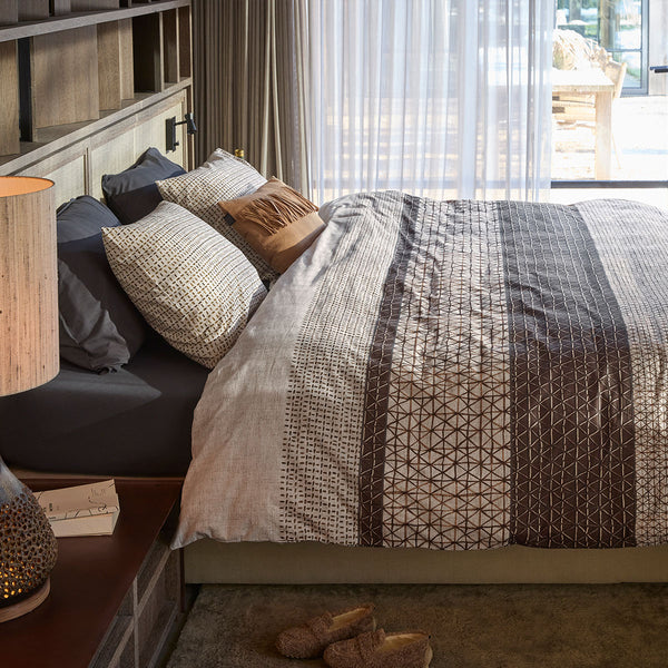 Bedding House Mathis Geometric Cotton Quilt Doona Duvet Cover Natural King