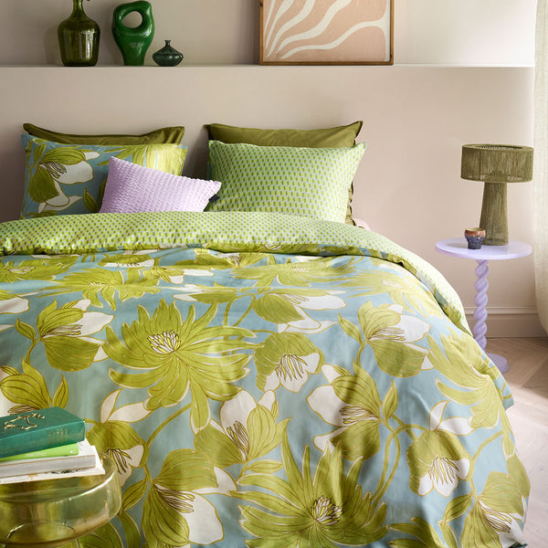 Oilily Melodi Floral Cotton Satin Quilt Doona Duvet Cover Green Queen