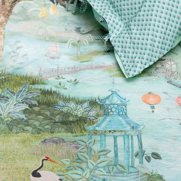 PIP Studio Pip Paradise River Mountains Quilt Doona Duvet Cover Green King