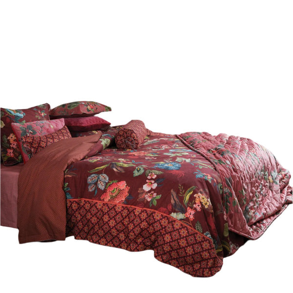 PIP Studio Poppy Stitch Floral Tile Cotton Quilt Doona Duvet Cover Red King