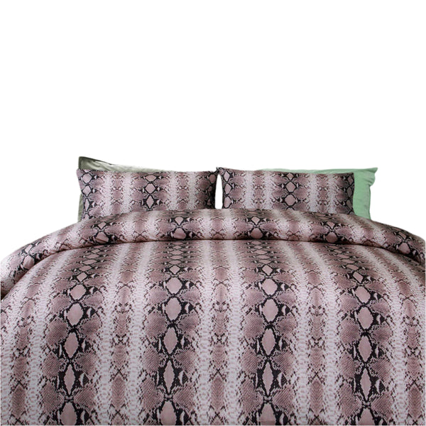 The Big Sleep Snake Skin Microfibre Quilt Doona Duvet Cover Pink Single