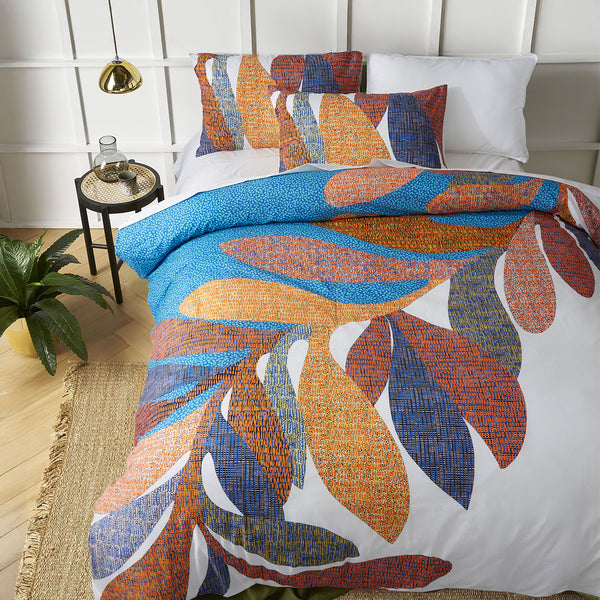 Accessorize Sorrel Foliage Cotton Quilt Doona Duvet Cover White Double