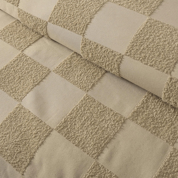 Accessorize Tipo Checked Chenille Quilt Doona Duvet Cover Set Beige Queen